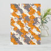 Ginger Weiße Katze Diagonalmuster Einladung (Stehend Vorderseite)