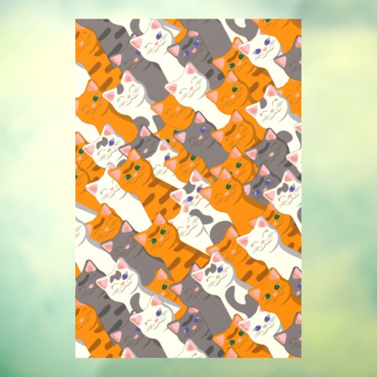 Ginger Weiße Katze Diagonalmuster Fensteraufkleber (Blatt 3)