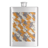 Ginger Weiße Katze Diagonalmuster Flachmann (Vorderseite)