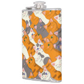 Ginger Weiße Katze Diagonalmuster Flachmann (Links)