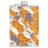 Ginger Weiße Katze Diagonalmuster Flachmann (Vorderseite)