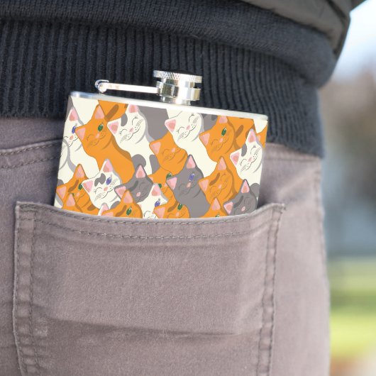 Ginger Weiße Katze Diagonalmuster Flachmann (Beispiel)