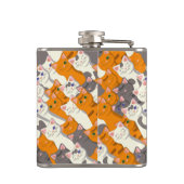 Ginger Weiße Katze Diagonalmuster Flachmann (Rückseite)