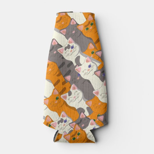 Ginger Weiße Katze Diagonalmuster Flaschenkühler (Vorderseite)