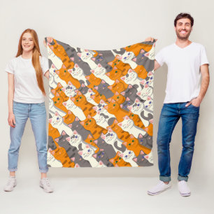 Ginger Weiße Katze Diagonalmuster Fleecedecke