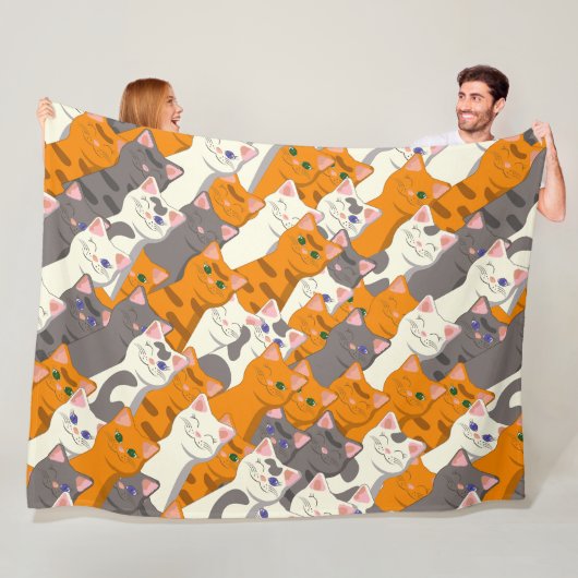 Ginger Weiße Katze Diagonalmuster Fleecedecke (Beispiel)