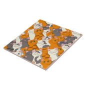 Ginger Weiße Katze Diagonalmuster Fliese (Seite)