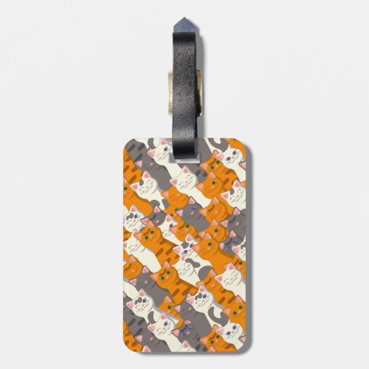 Ginger Weiße Katze Diagonalmuster Gepäckanhänger (Rückseite vertikal)