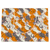 Ginger Weiße Katze Diagonalmuster Große Geschenktüte (Vorderseite)