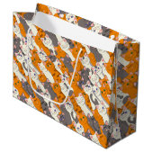 Ginger Weiße Katze Diagonalmuster Große Geschenktüte (Vorderseite Schrägansicht)