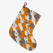 Ginger Weiße Katze Diagonalmuster Großer Weihnachtsstrumpf (Vorderansicht (hängend))