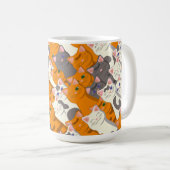 Ginger Weiße Katze Diagonalmuster Kaffeetasse (VorderseiteRechts)