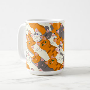 Ginger Weiße Katze Diagonalmuster Kaffeetasse