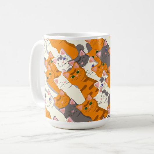 Ginger Weiße Katze Diagonalmuster Kaffeetasse (Vorderseite Links)