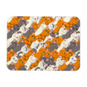Ginger Weiße Katze Diagonalmuster Magnet (Horizontal)