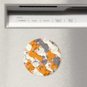 Ginger Weiße Katze Diagonalmuster Magnet (In Situ (Geschirrspüler))