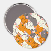 Ginger Weiße Katze Diagonalmuster Magnet (Vorderseite/Rückseite)