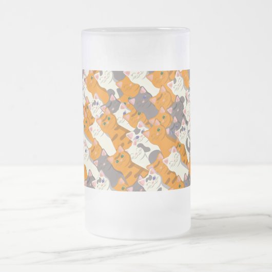 Ginger Weiße Katze Diagonalmuster Mattglas Bierglas (Mittel)