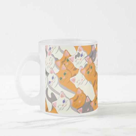 Ginger Weiße Katze Diagonalmuster Mattglastasse (Links)