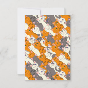Ginger Weiße Katze Diagonalmuster Mitteilungskarte