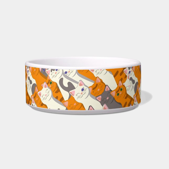 Ginger Weiße Katze Diagonalmuster Napf (Vorderseite)
