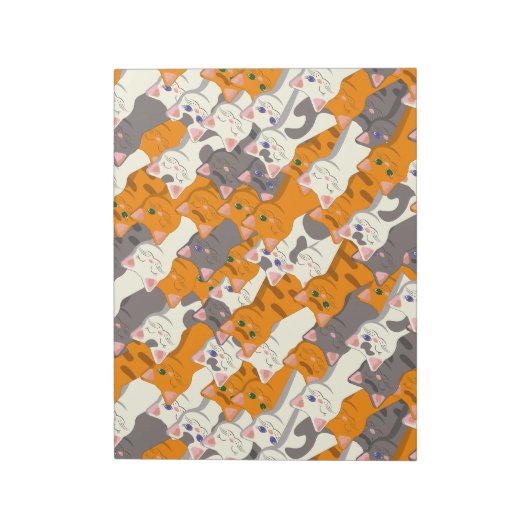 Ginger Weiße Katze Diagonalmuster Notizblock (Rotiert)