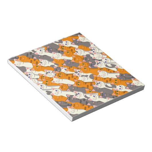 Ginger Weiße Katze Diagonalmuster Notizblock (angewinkelt)