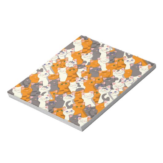 Ginger Weiße Katze Diagonalmuster Notizblock (Rotiert)