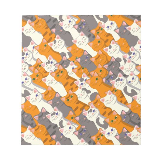 Ginger Weiße Katze Diagonalmuster Notizblock (Vorderseite)