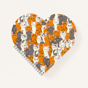 Ginger Weiße Katze Diagonalmuster Notizblock