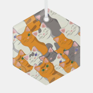 Ginger Weiße Katze Diagonalmuster Ornament Aus Glas