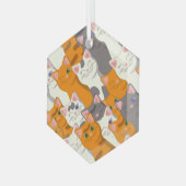 Ginger Weiße Katze Diagonalmuster Ornament Aus Glas (Vorderseite Links)