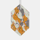Ginger Weiße Katze Diagonalmuster Ornament Aus Glas (Vorderseite Rechts)