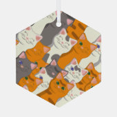 Ginger Weiße Katze Diagonalmuster Ornament Aus Glas (Rückseite)