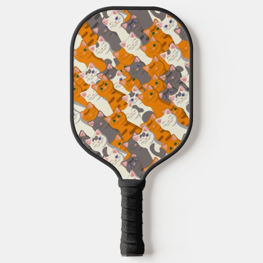 Ginger Weiße Katze Diagonalmuster Pickleball Schläger (Vorderseite)