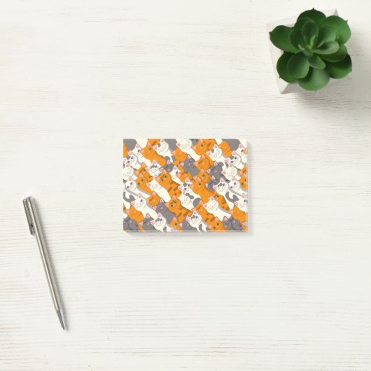 Ginger Weiße Katze Diagonalmuster Post-it Klebezettel (Büro)