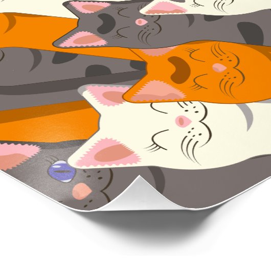 Ginger Weiße Katze Diagonalmuster Poster (Ecke)