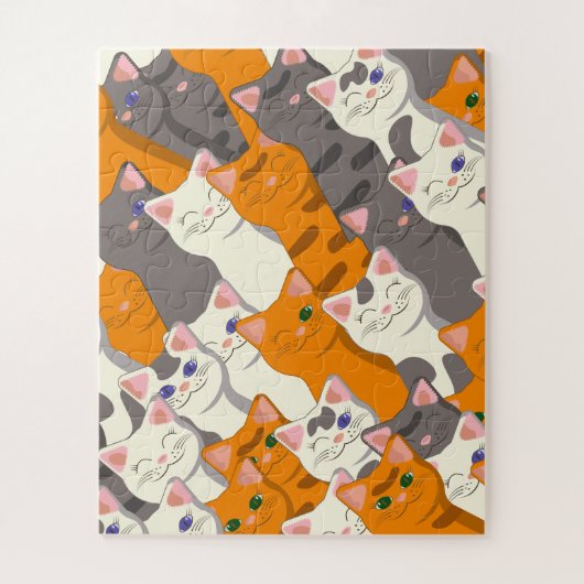 Ginger Weiße Katze Diagonalmuster Puzzle (Vertikal)