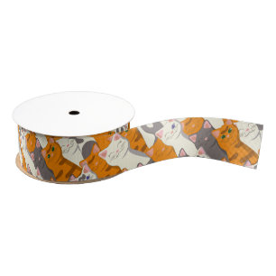 Ginger Weiße Katze Diagonalmuster Ripsband