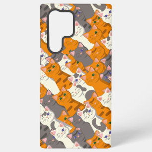 Ginger Weiße Katze Diagonalmuster Samsung Galaxy Hülle