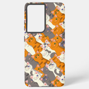 Ginger Weiße Katze Diagonalmuster Samsung Galaxy Hülle