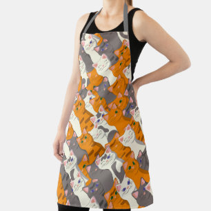 Ginger Weiße Katze Diagonalmuster Schürze