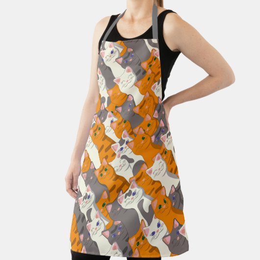 Ginger Weiße Katze Diagonalmuster Schürze (InSitu)