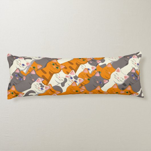 Ginger Weiße Katze Diagonalmuster Seitenschläferkissen (Rückseite)