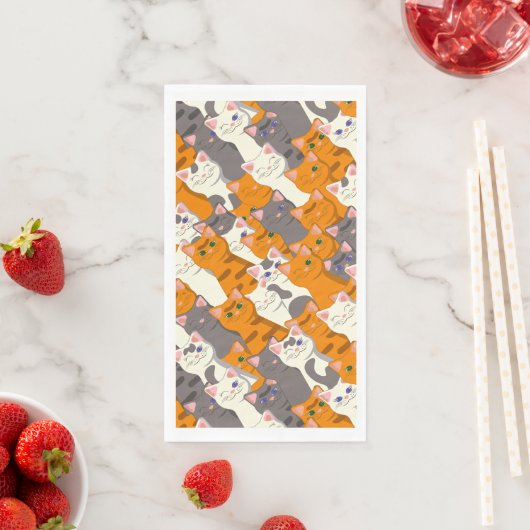 Ginger Weiße Katze Diagonalmuster Serviette (Beispiel)