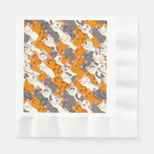 Ginger Weiße Katze Diagonalmuster Serviette