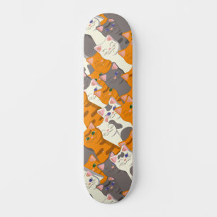 Ginger Weiße Katze Diagonalmuster Skateboard