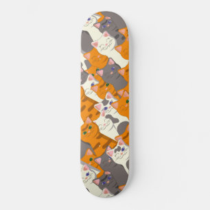 Ginger Weiße Katze Diagonalmuster Skateboard