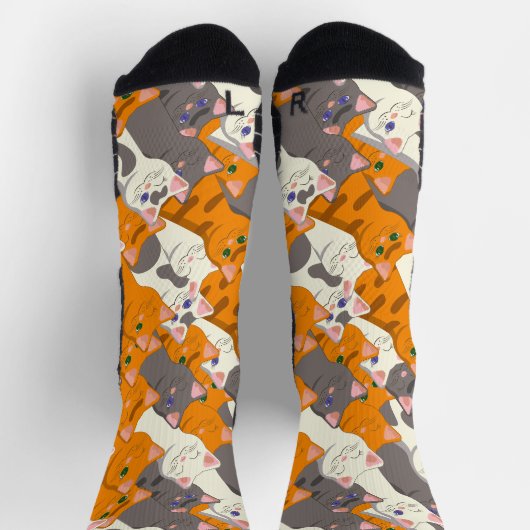 Ginger Weiße Katze Diagonalmuster Socken (Oben)