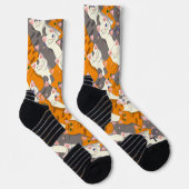 Ginger Weiße Katze Diagonalmuster Socken (Rechts)